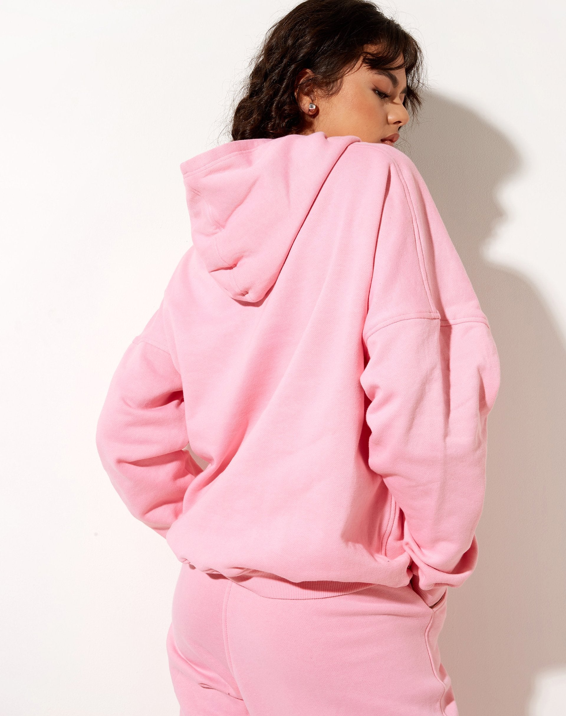 Immagine della felpa con cappuccio oversize in rosa peonia Nothing Personal