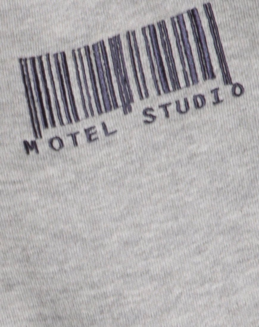 Immagine della felpa con cappuccio oversize con codice a barre Motel Greymarl Embro