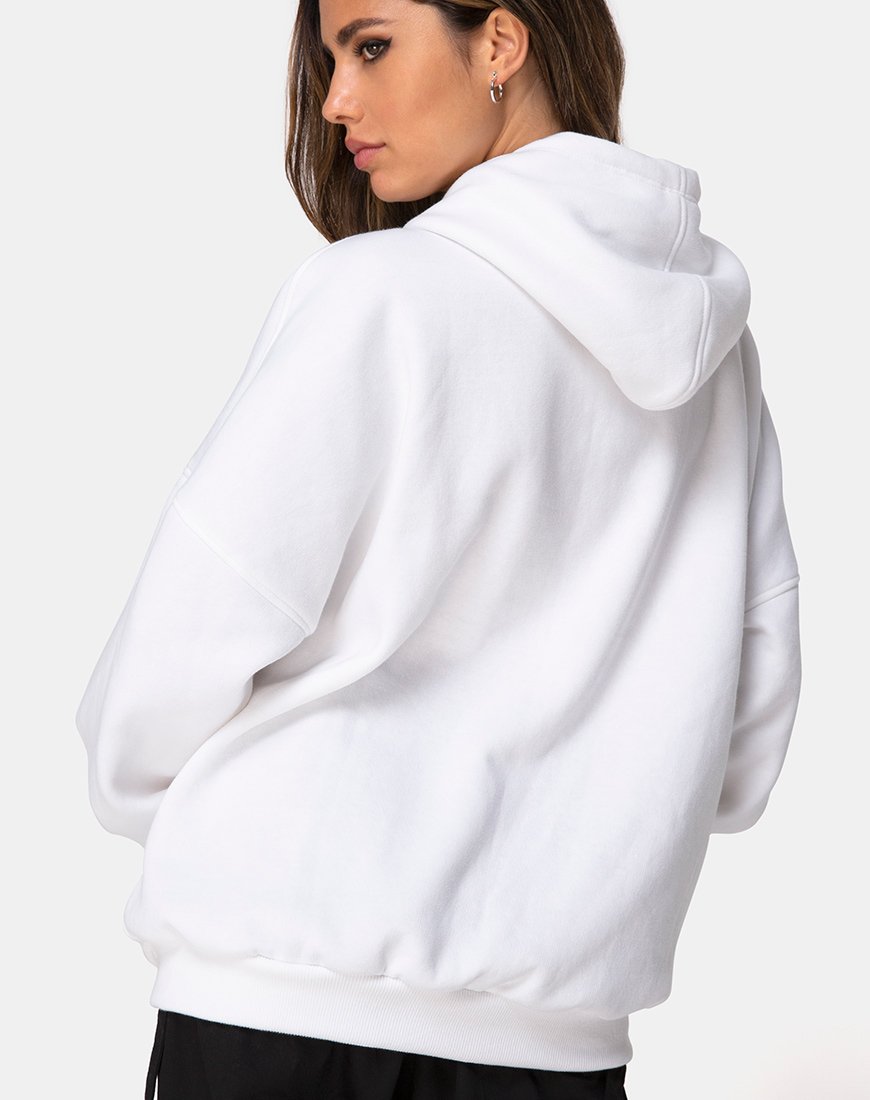 Immagine della felpa con cappuccio oversize in bianco I Want it Embro