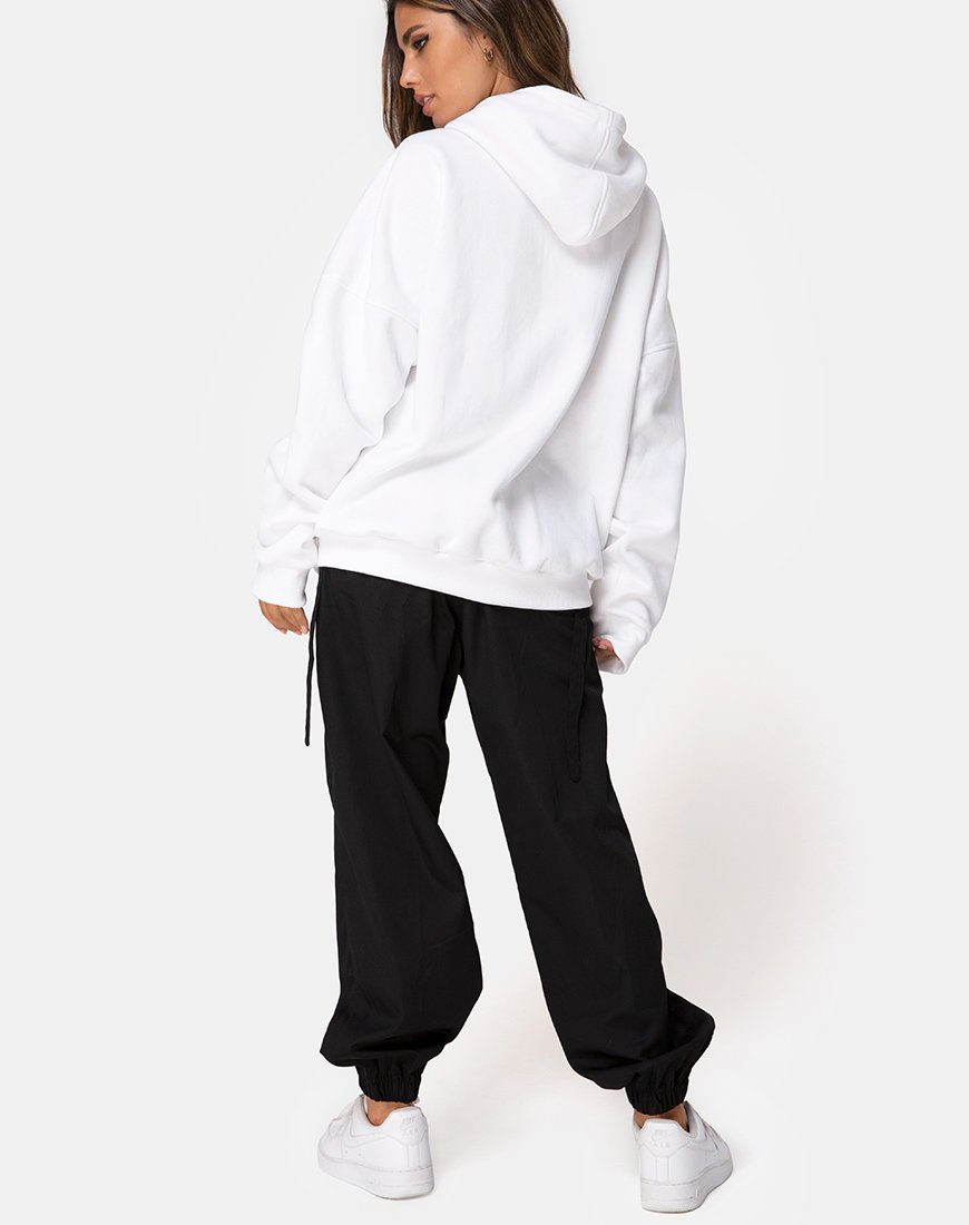 Immagine della felpa con cappuccio oversize in bianco I Want it Embro