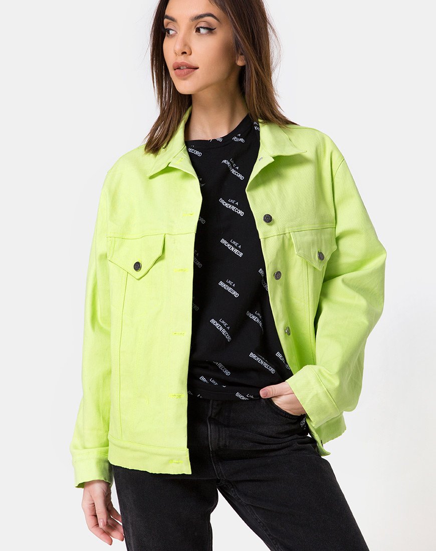 Giacca di jeans oversize in lime