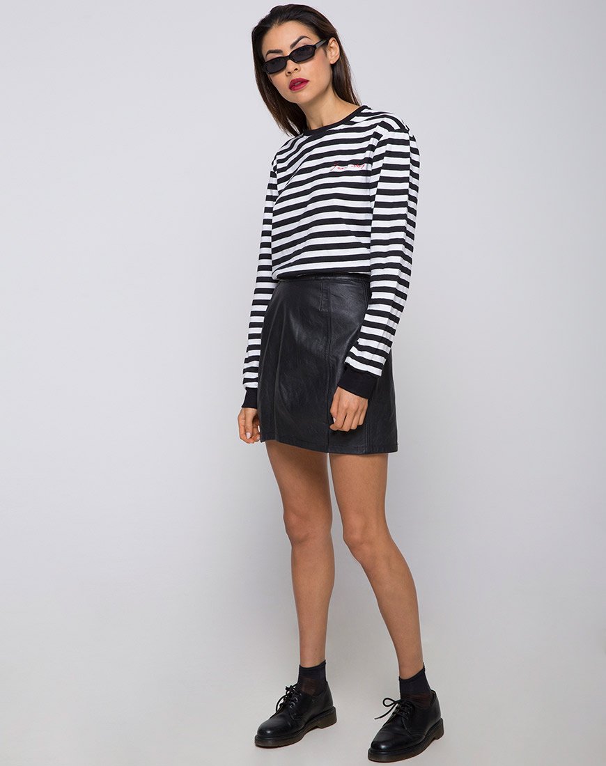 Immagine della t-shirt oversize a manica lunga I Want Change BW Stripe