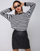Immagine della t-shirt oversize a manica lunga I Want Change BW Stripe