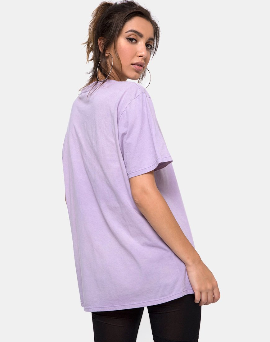 Maglietta basic oversize in lilla "So over it"
