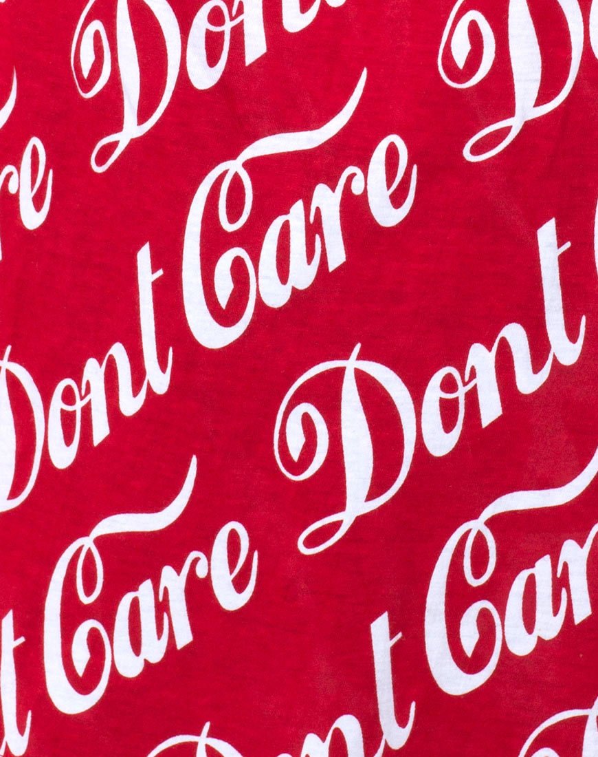 Immagine della t-shirt oversize Basic in rosso Don't Care con stampa integrale