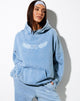Immagine della felpa con cappuccio oversize in blu lavato Angel Energy Wings