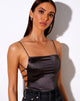 Immagine di Ozka Crop Top in raso grigio scuro