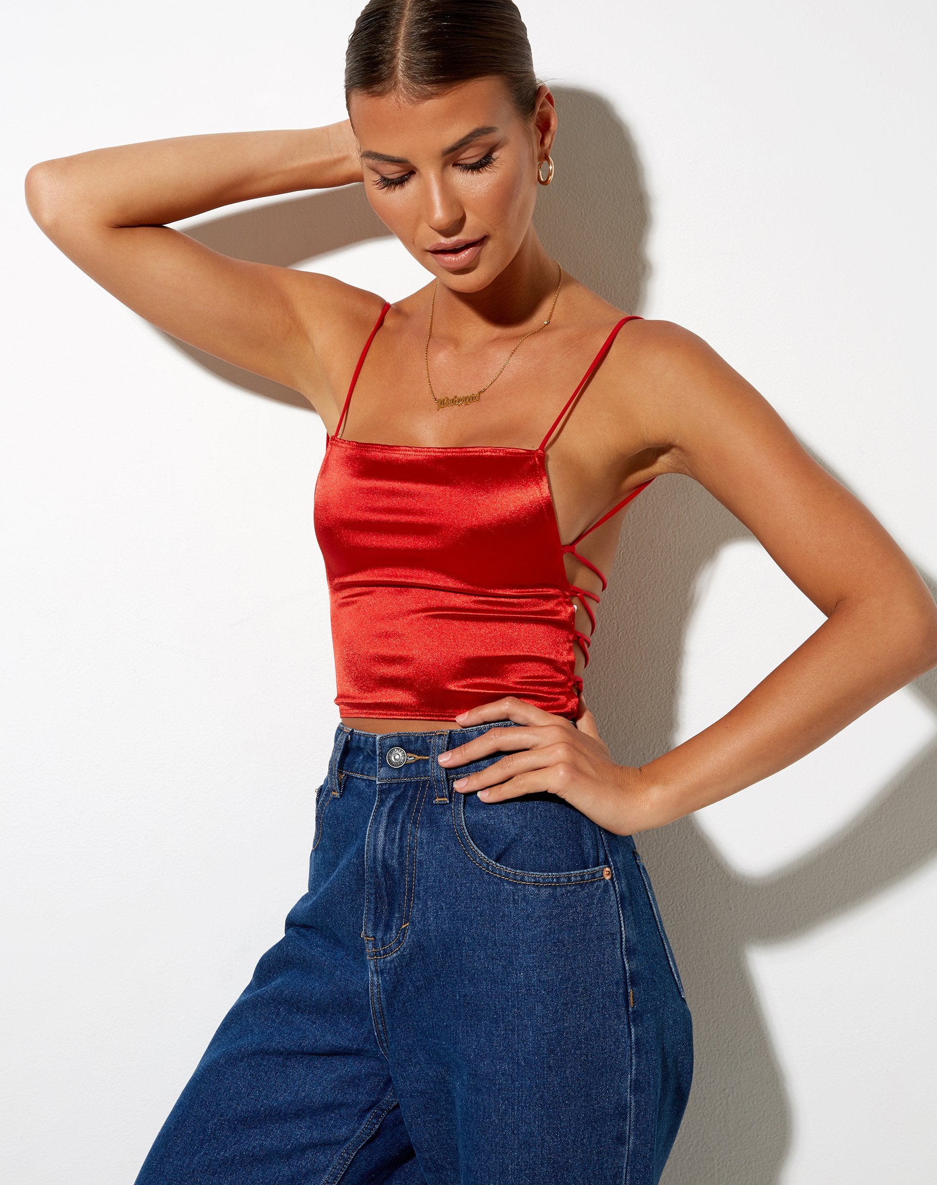 Immagine di Ozka Crop Top in raso ruggine