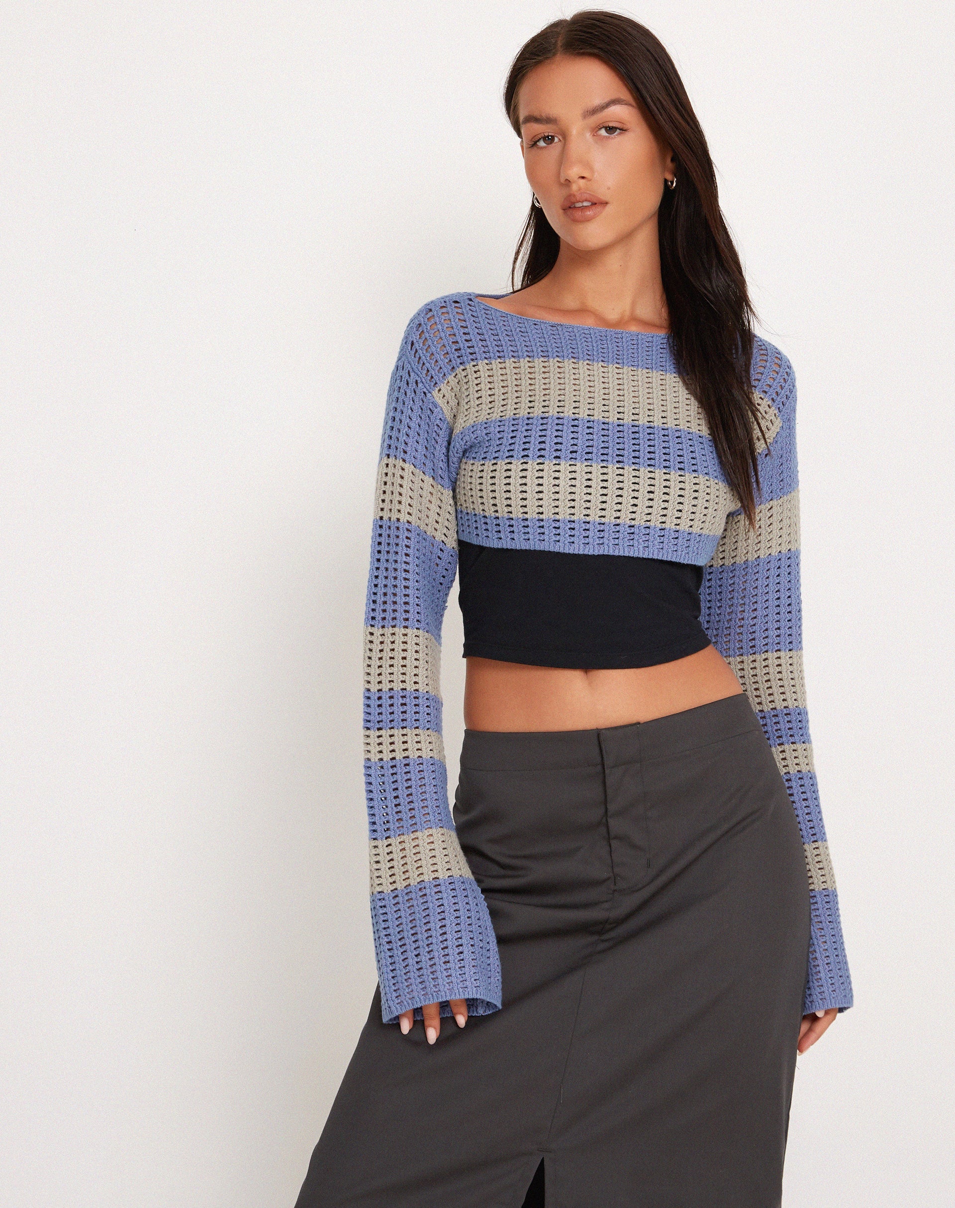 Immagine di Ozzy Bolero Top in Grigio Blu