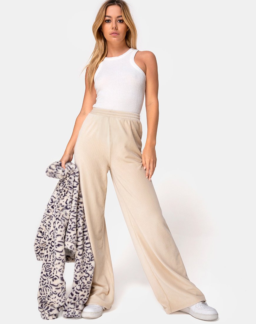 Pantaloni Obeli in crema a coste