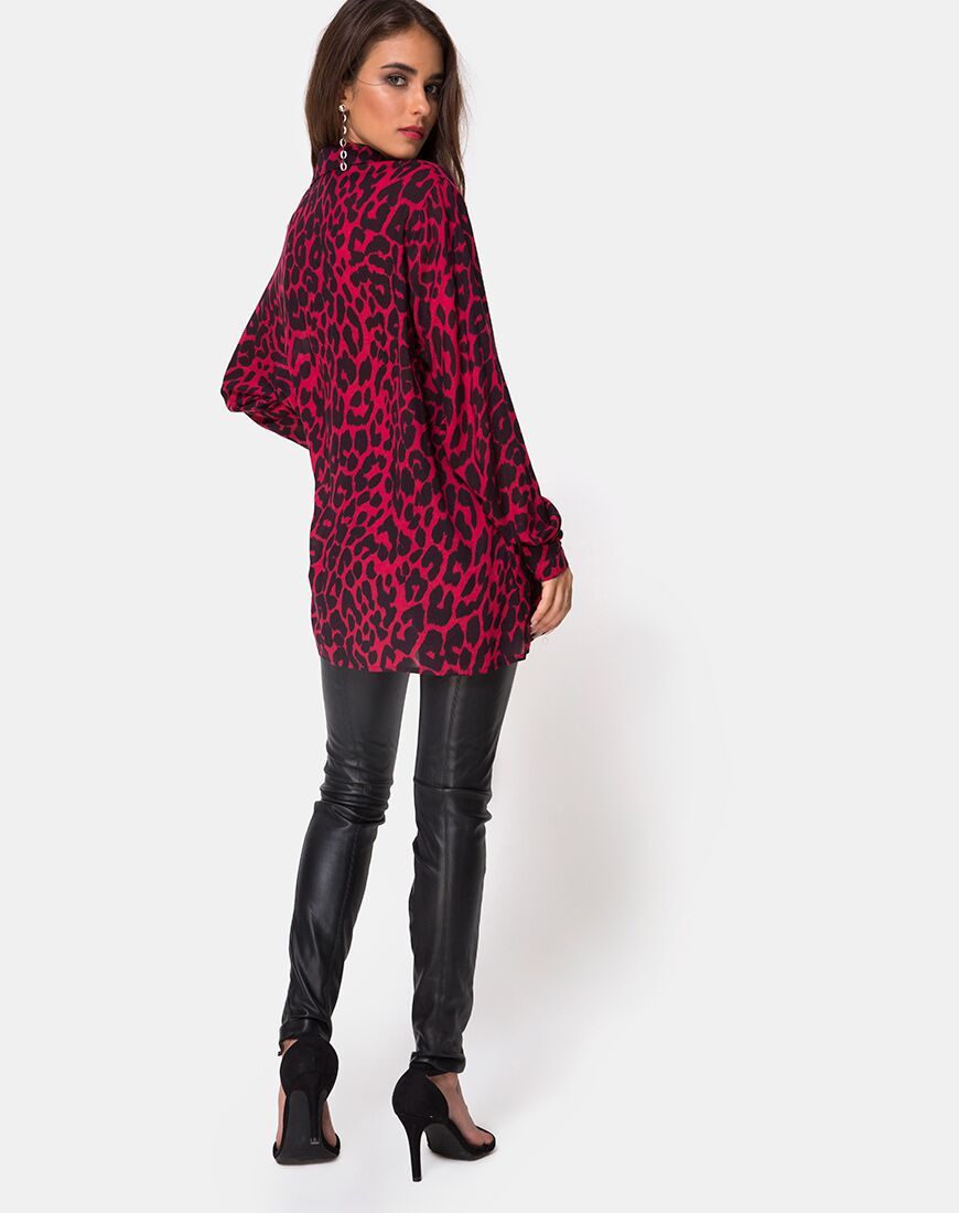 Immagine di Disam Shirt in rosso giaguaro oversize