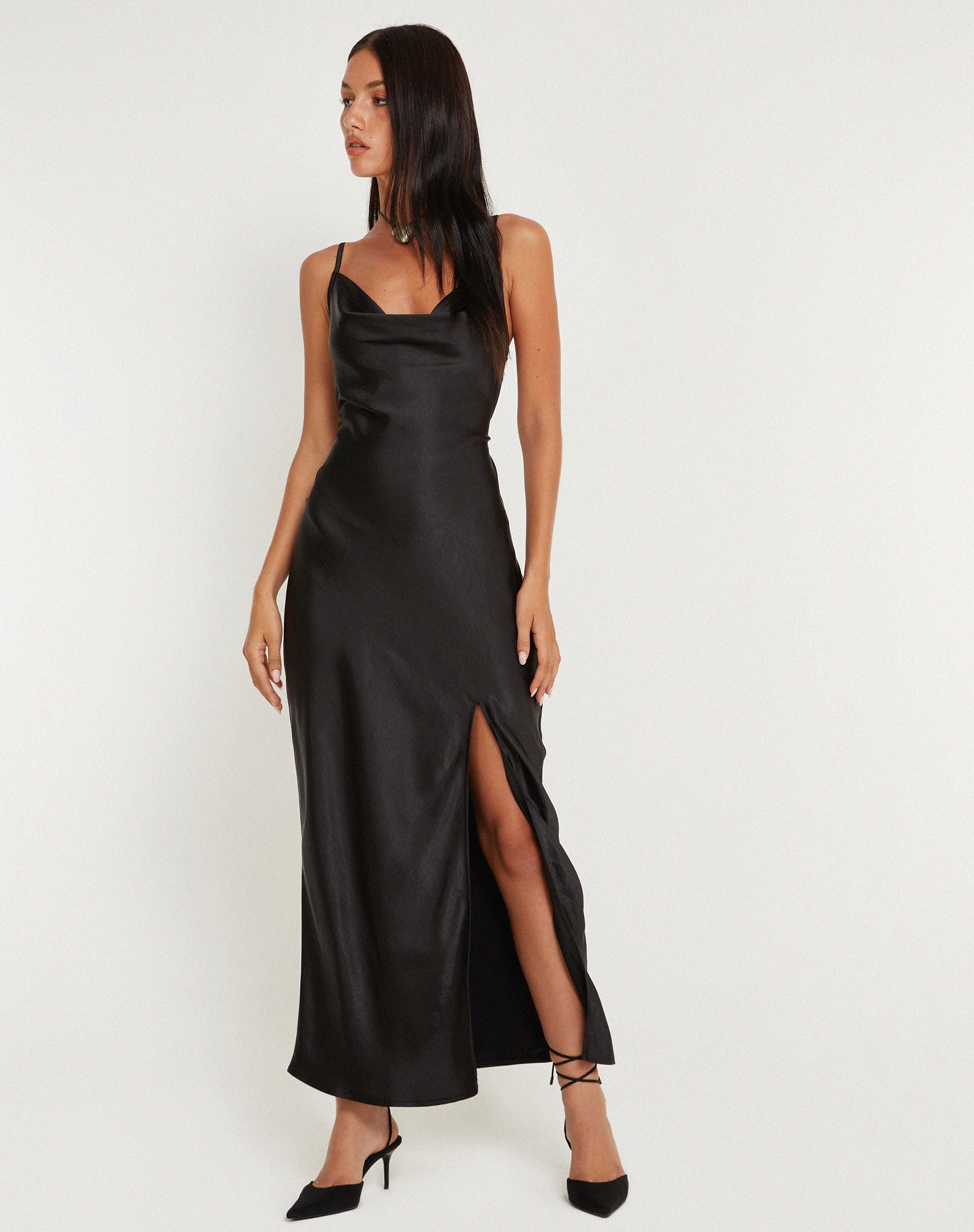 immagine di Padilla Maxi Dress in raso nero