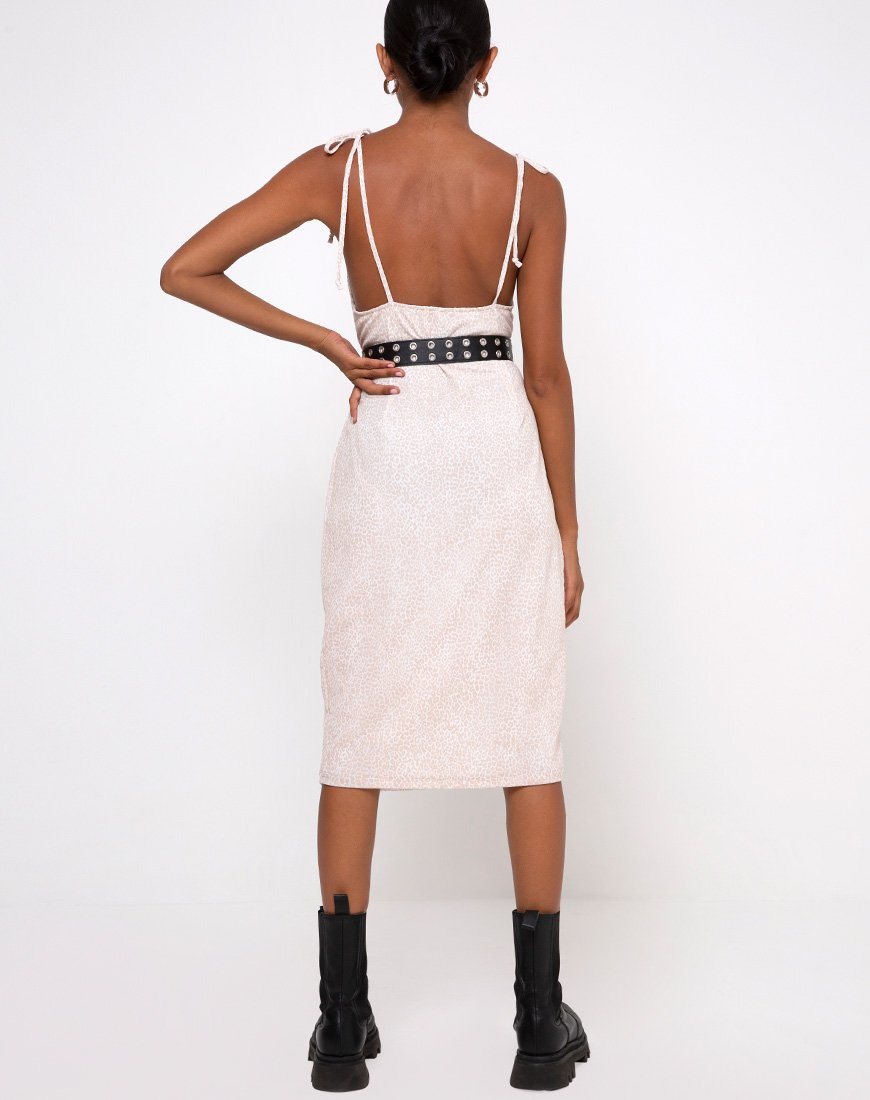 Immagine di Paloma Midi Dress in Flock Ditsy Leopard Taupe