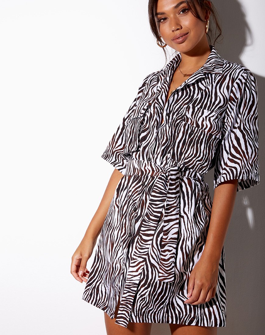 Immagine di Pamela Shirt Dress in Zebra Vertical