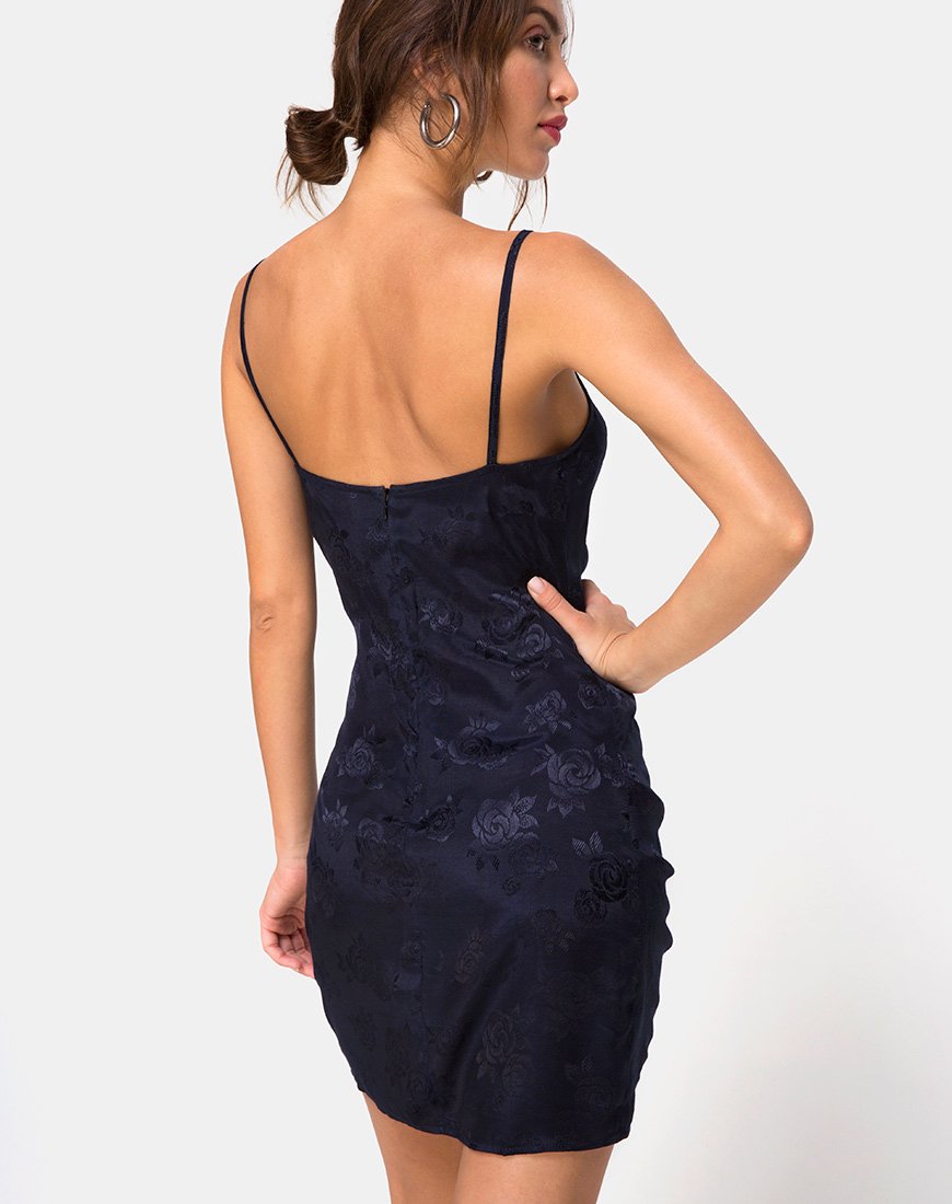 Immagine di Panthus Slip Dress in raso rosa navy