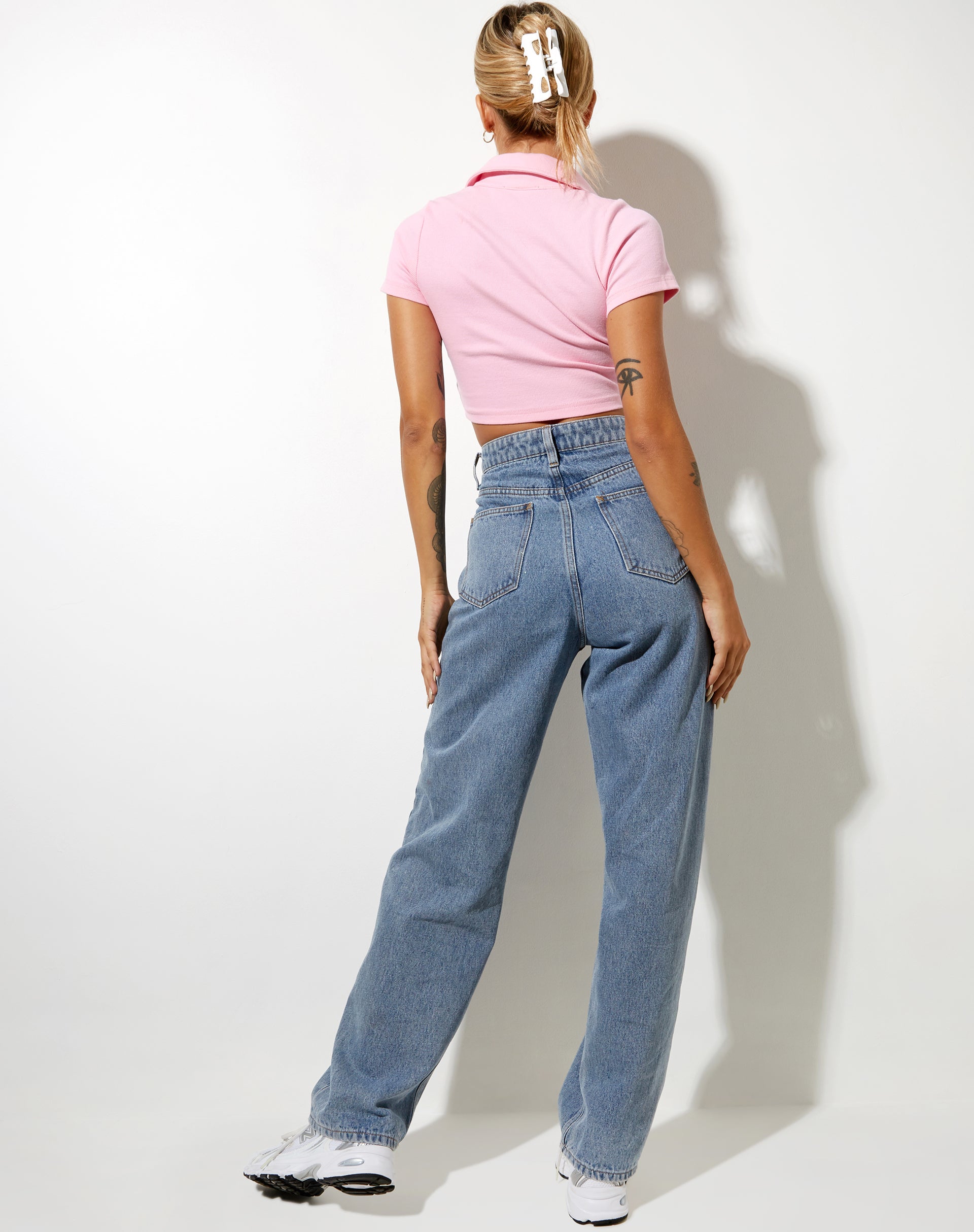 Immagine di Panya Cropped Shirt in Rib Baby Pink