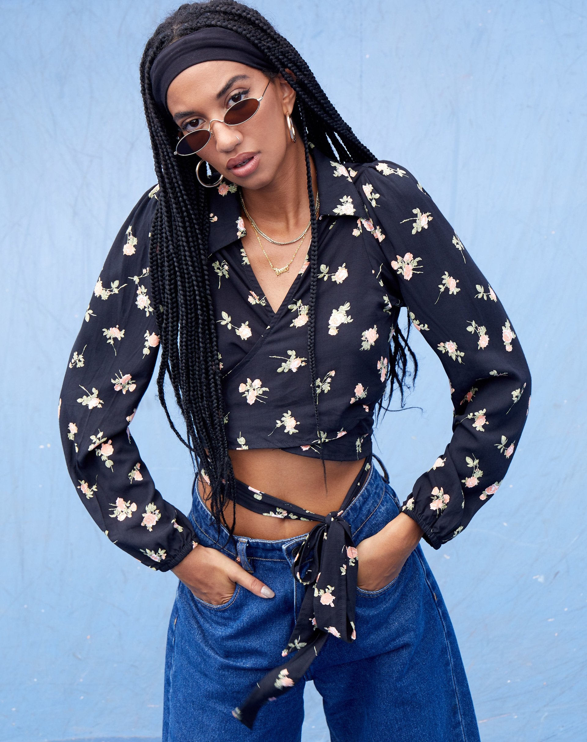 Immagine di Briza Crop Top in Rose Garden Nero