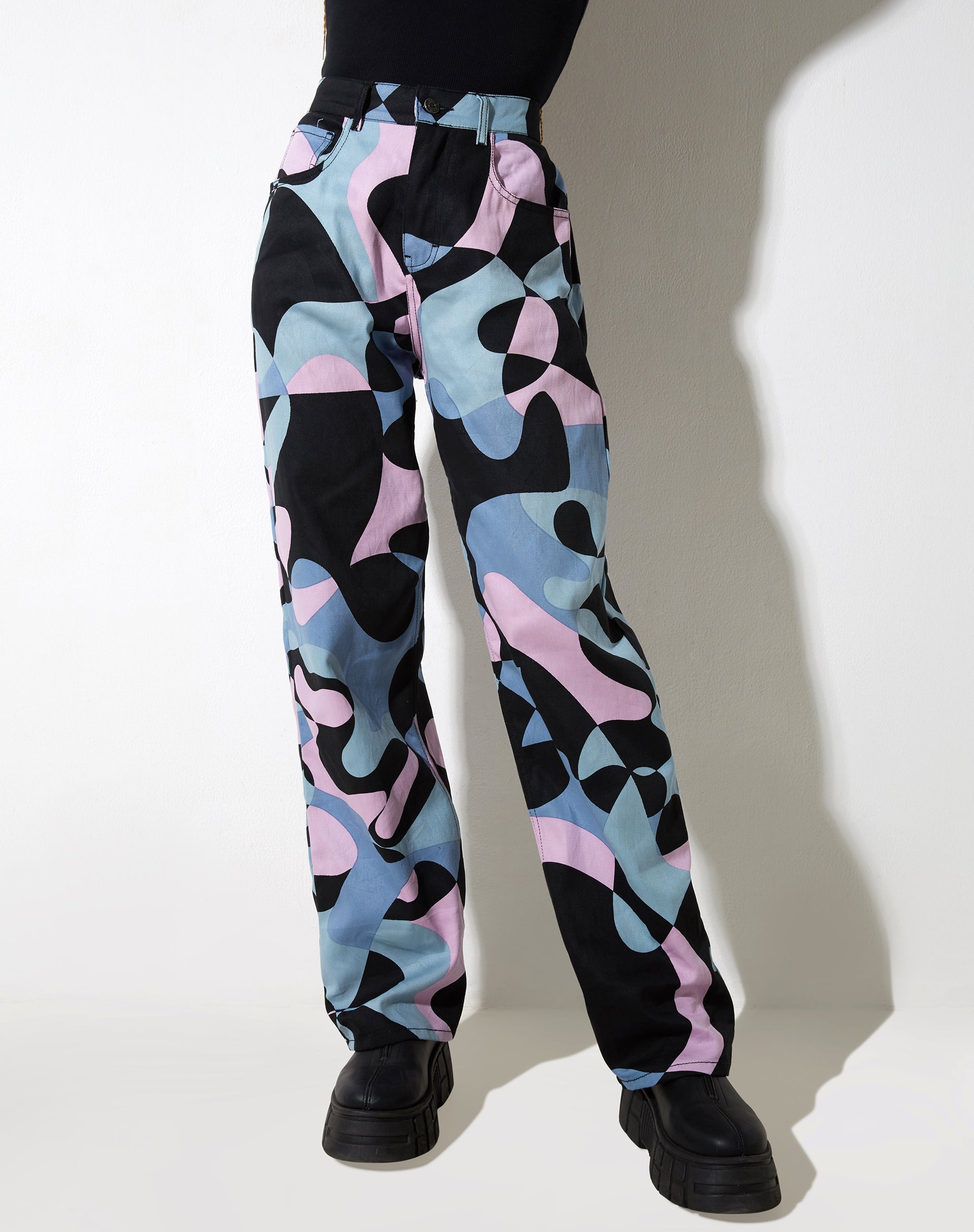 Jeans Parallel in viola astratto