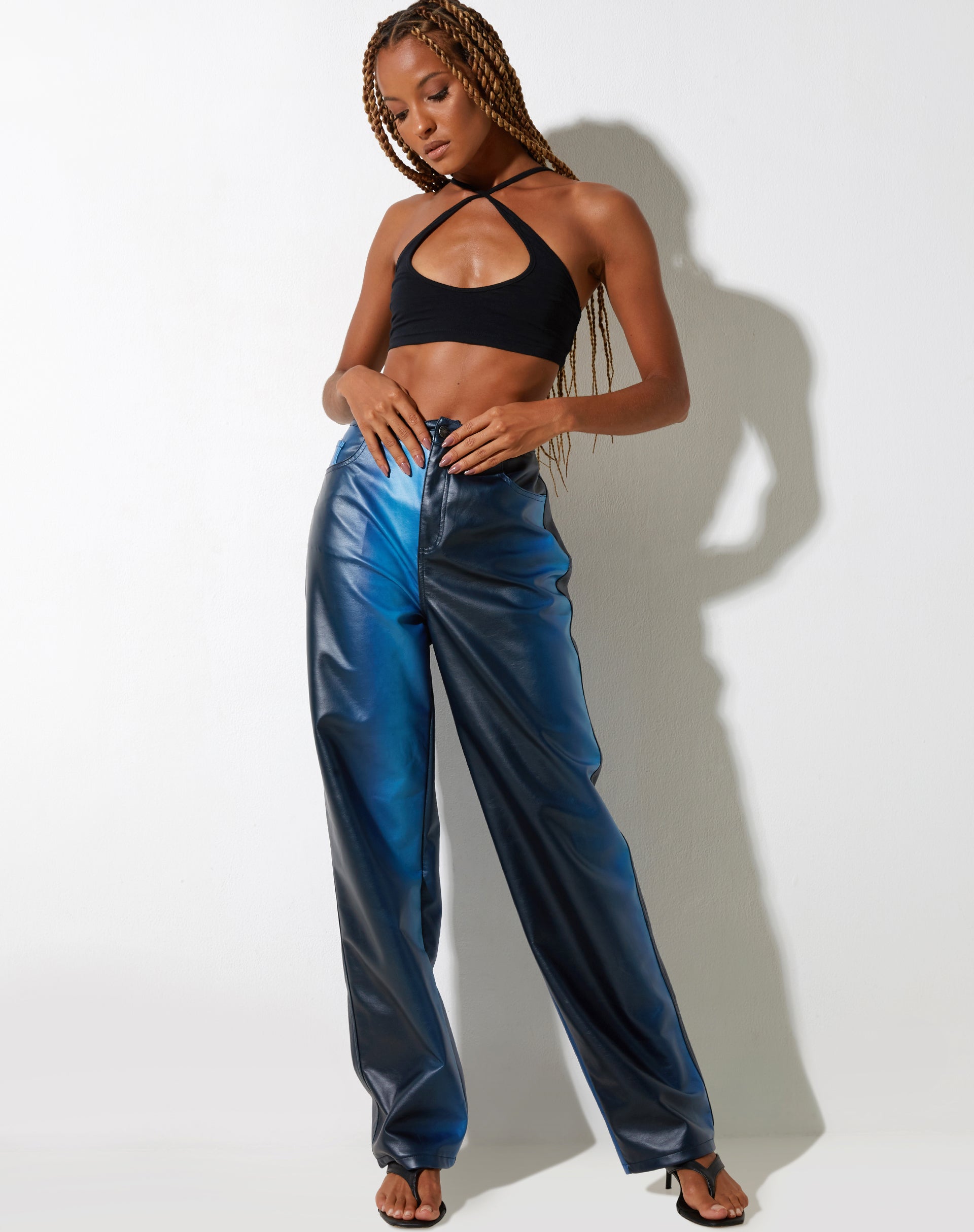 IMMAGINE DEI pantaloni Parallel in PU Ombre Blue
