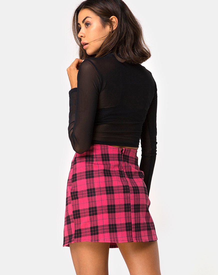 Immagine di Gonna Pelmet in Plaid Invernale Rosso / Nero