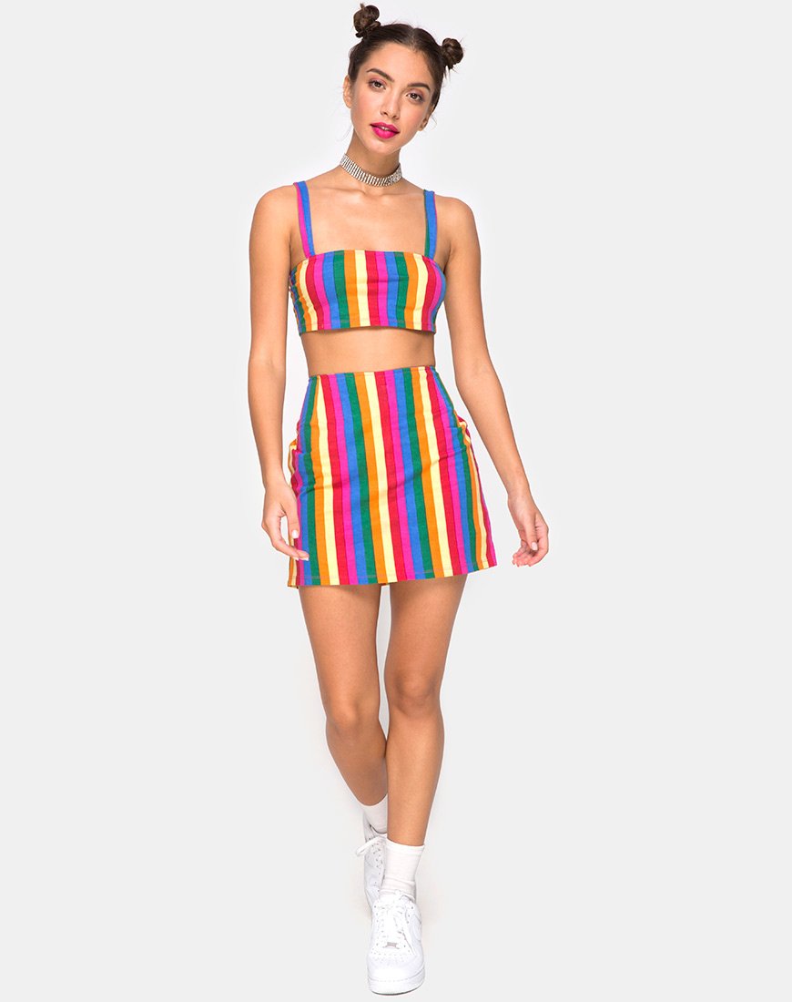 Immagine di Monira Crop Top in Good Times Stripe X Princess Polly