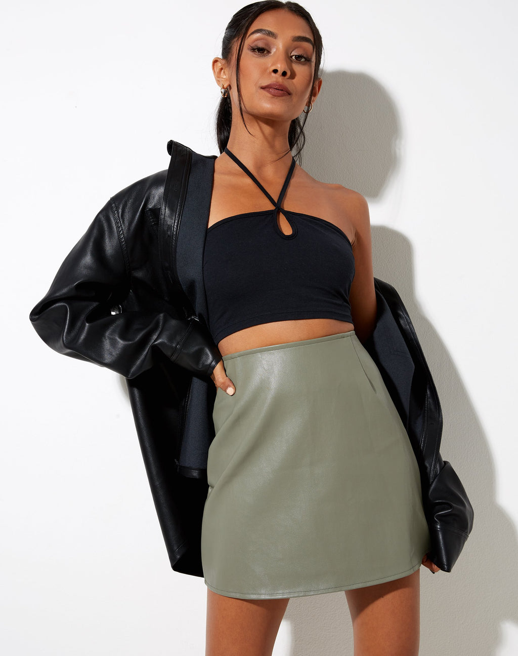 Minigonna Pelmo in verde pu