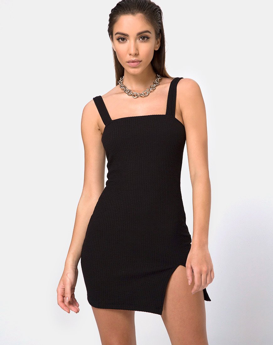 Immagine di Pendan Bodycon Dress in Rib Black