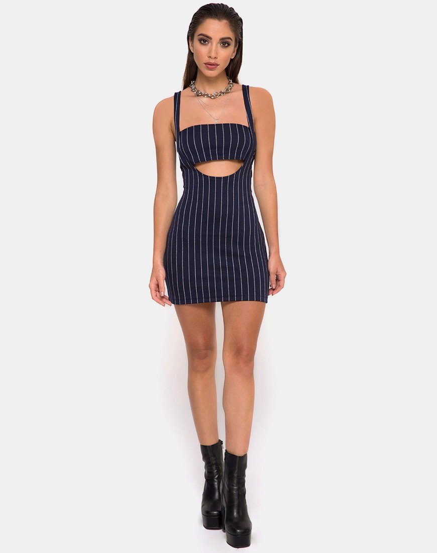 Immagine di Petra Mini Dress in gessato navy