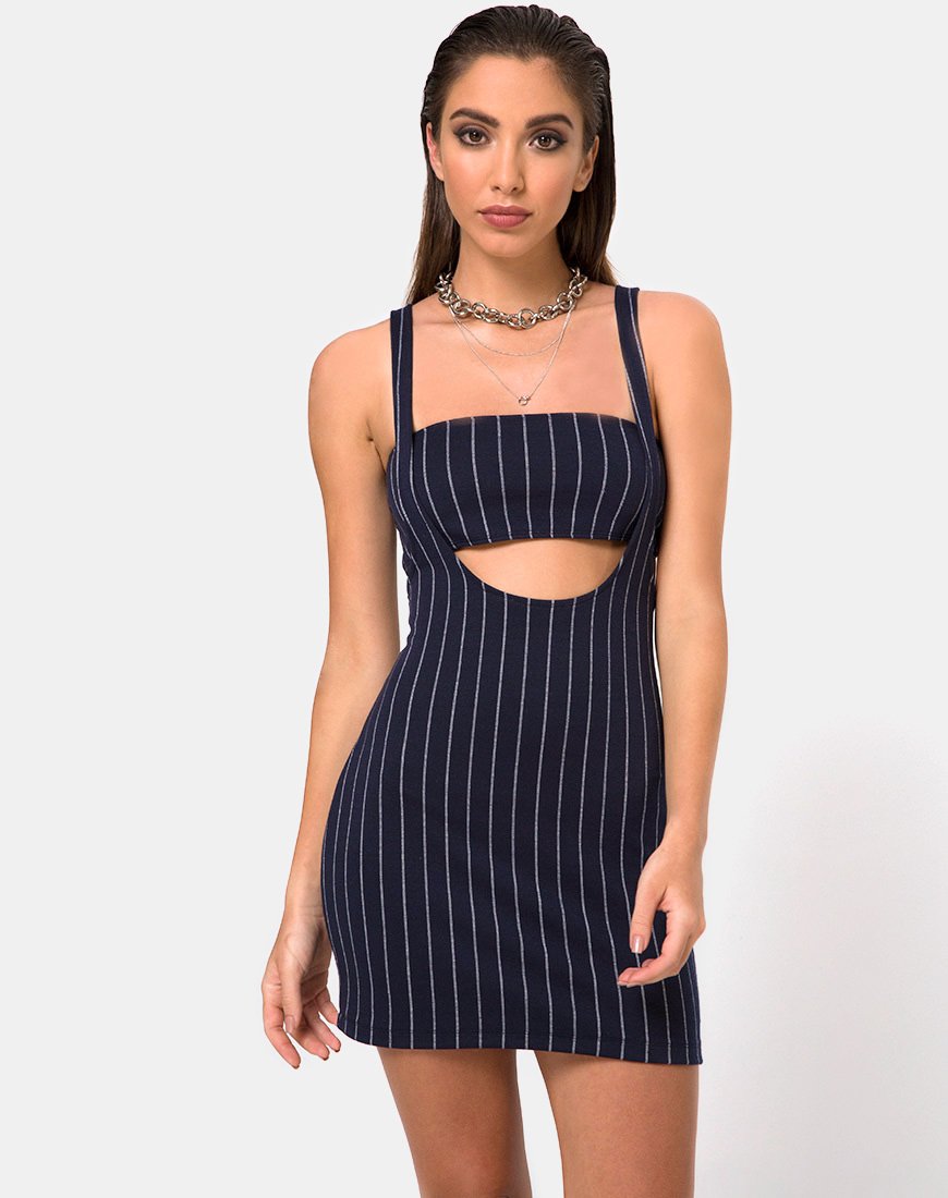 Immagine di Petra Mini Dress in gessato navy