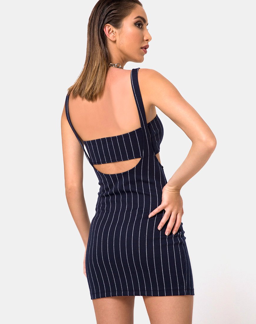 Immagine di Petra Mini Dress in gessato navy