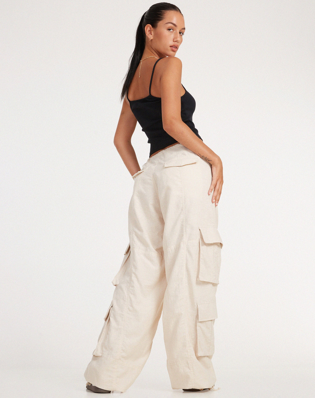 Pantaloni Philia Cargo in ecru