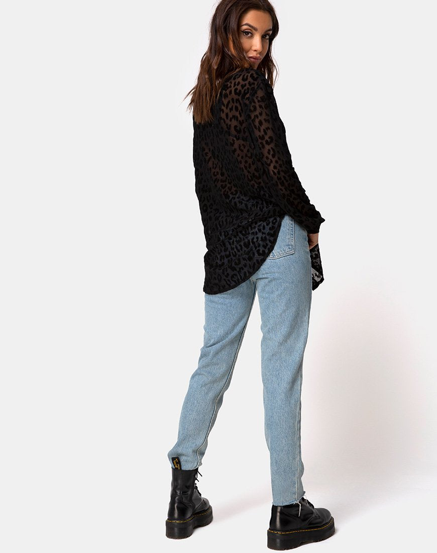 Immagine di Phobe Shirt in Leopard Flock Net Nero