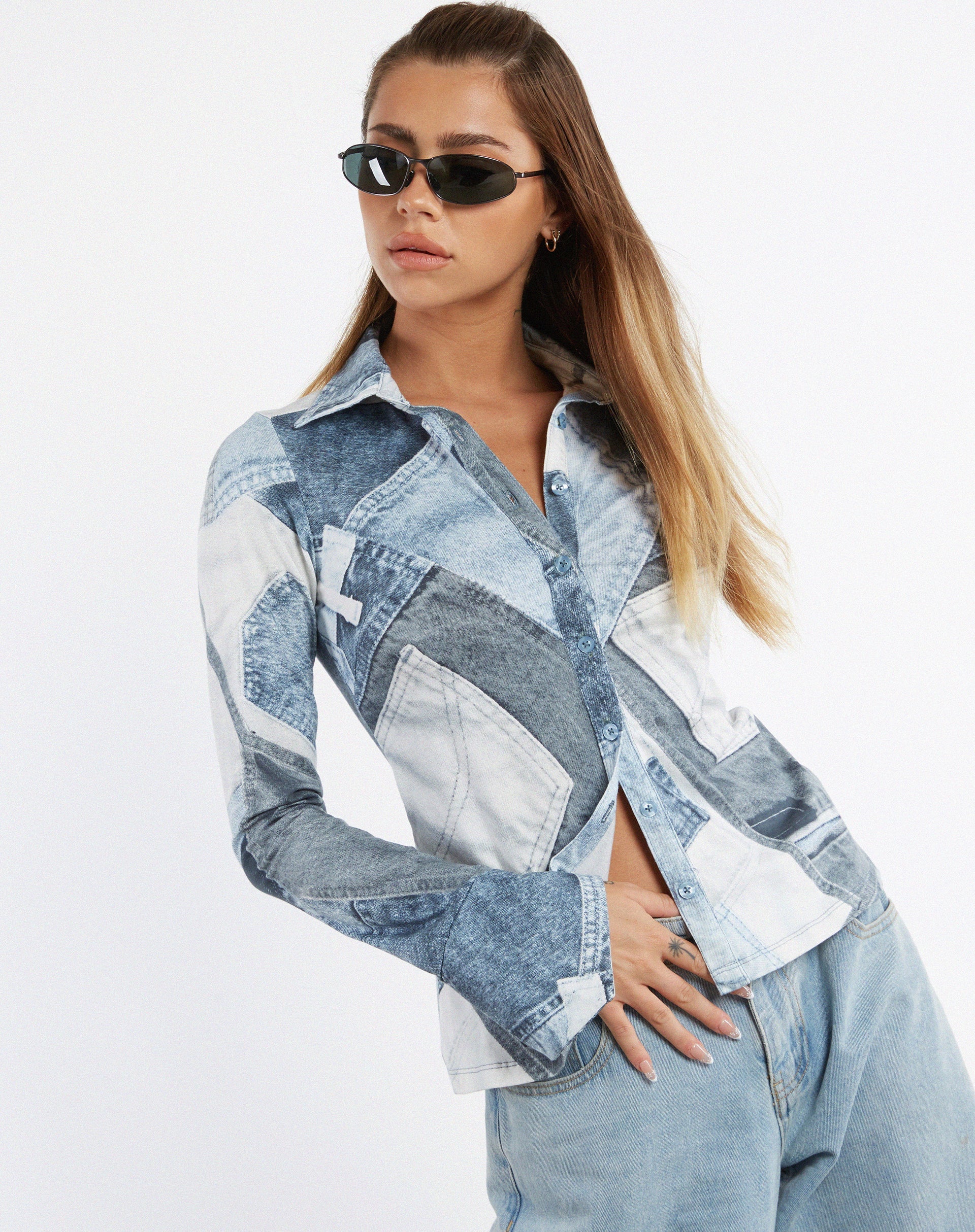 immagine di MOTEL X JACQUIE Phole Top in Denim Pocket