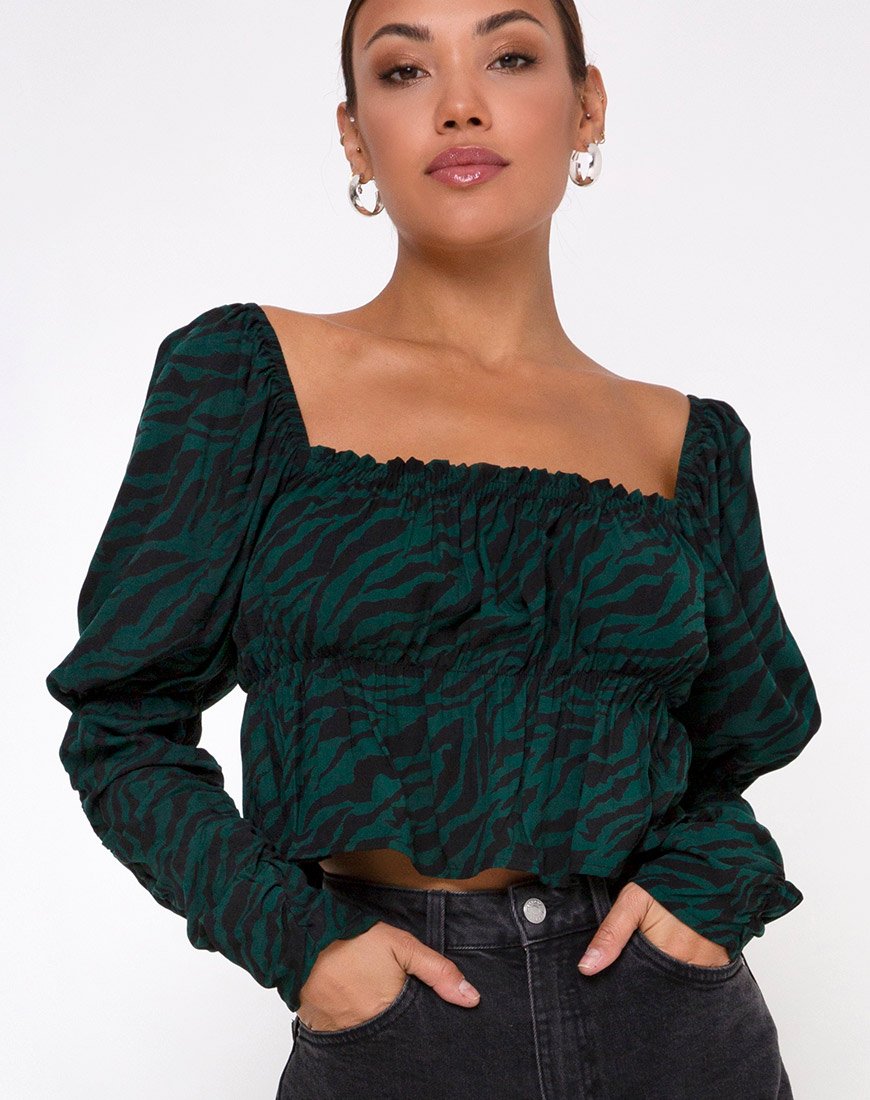 Immagine di Piery Top in 90s Zebra Verde Foresta