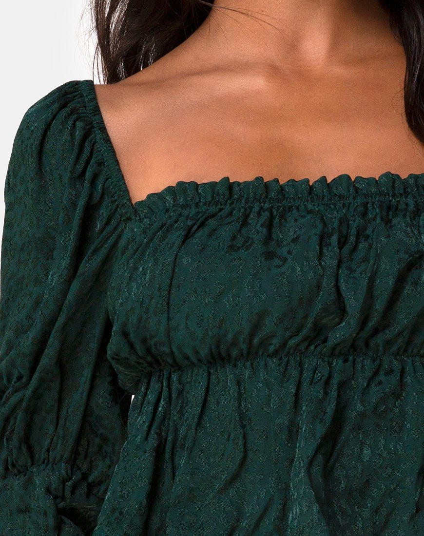Immagine di Piery Top in satin ghepardo verde bosco