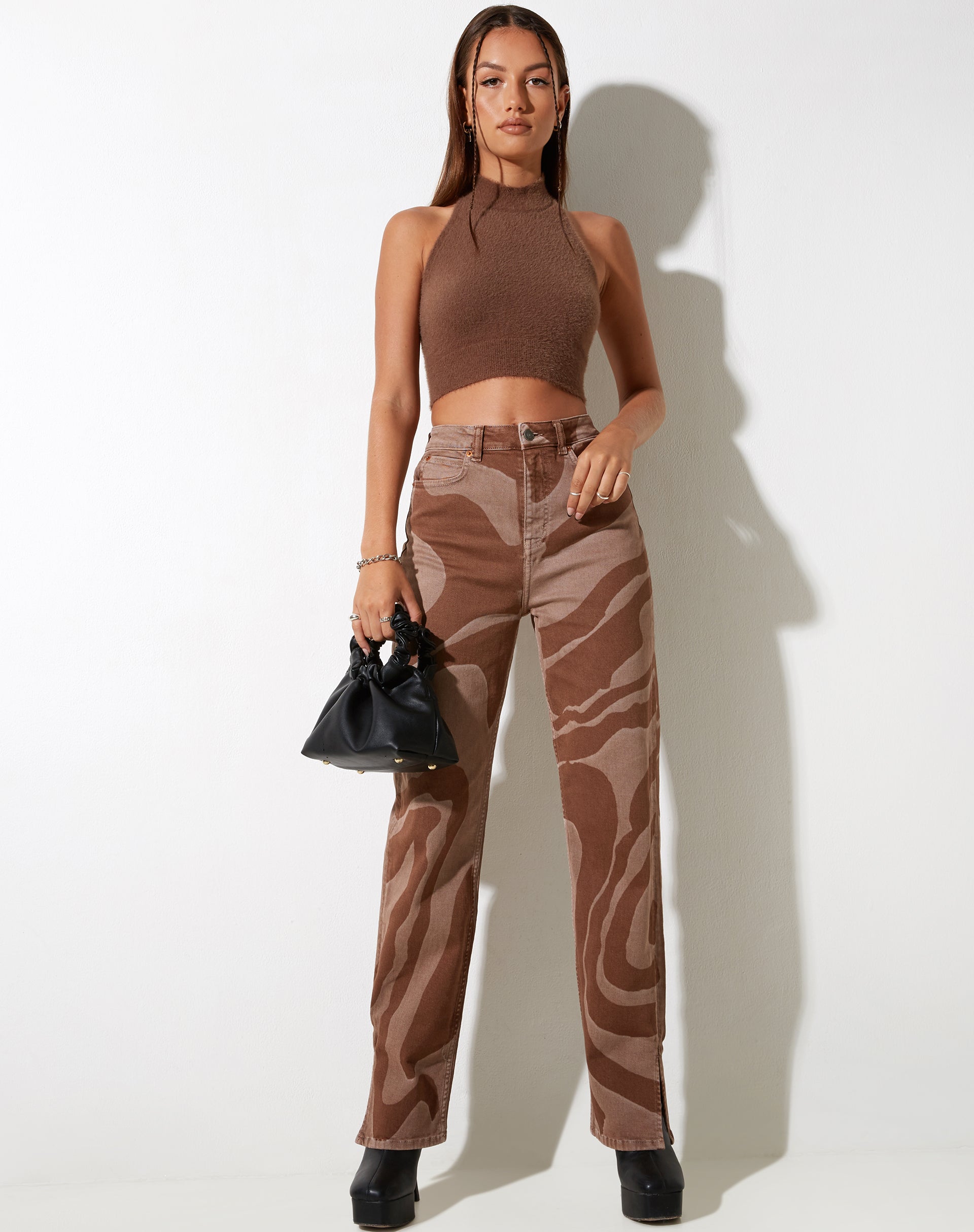 Immagine di MOTEL X IRIS Pikat Crop Top in maglia marrone