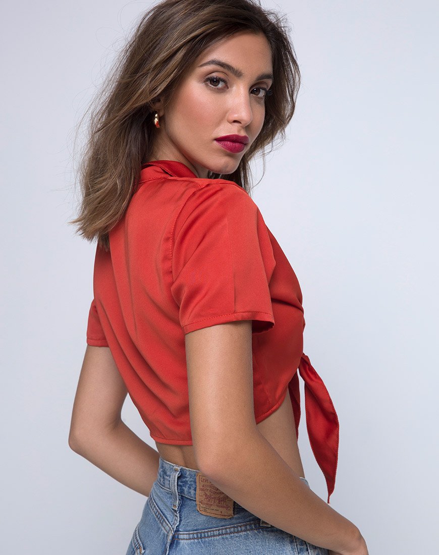 Immagine della blusa Pilar in ruggine satinata