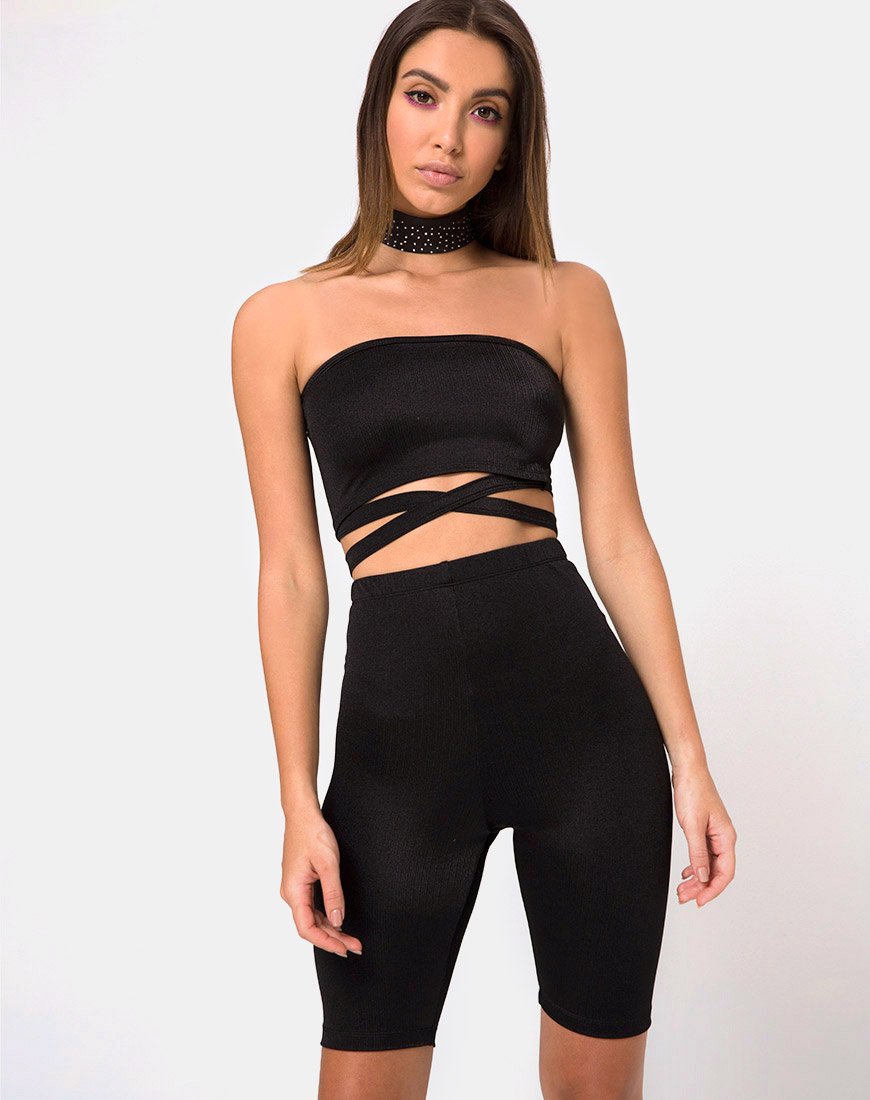 Pantaloncini a vita alta Pinella in nero