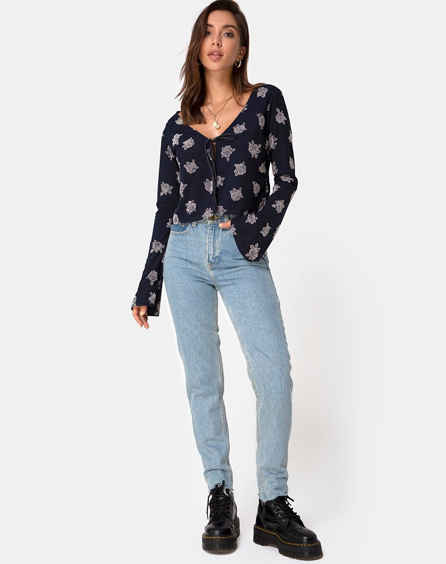 Immagine di Pique Top in Rose Flock Black Mesh