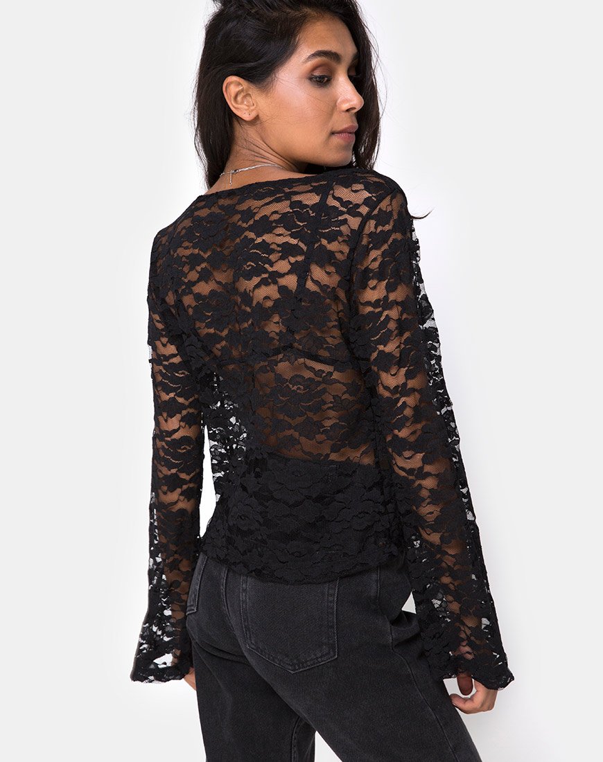 Top Porque in pizzo nero