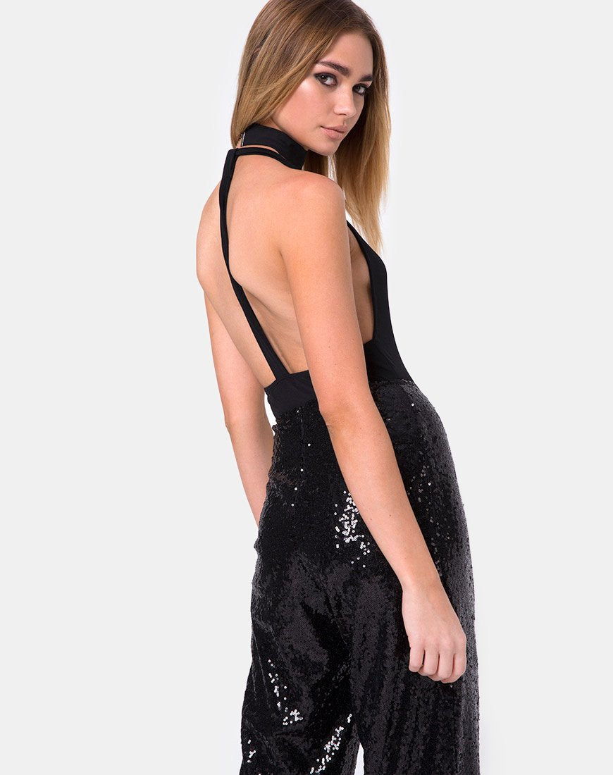 Pantalone Praga in mini paillettes nero