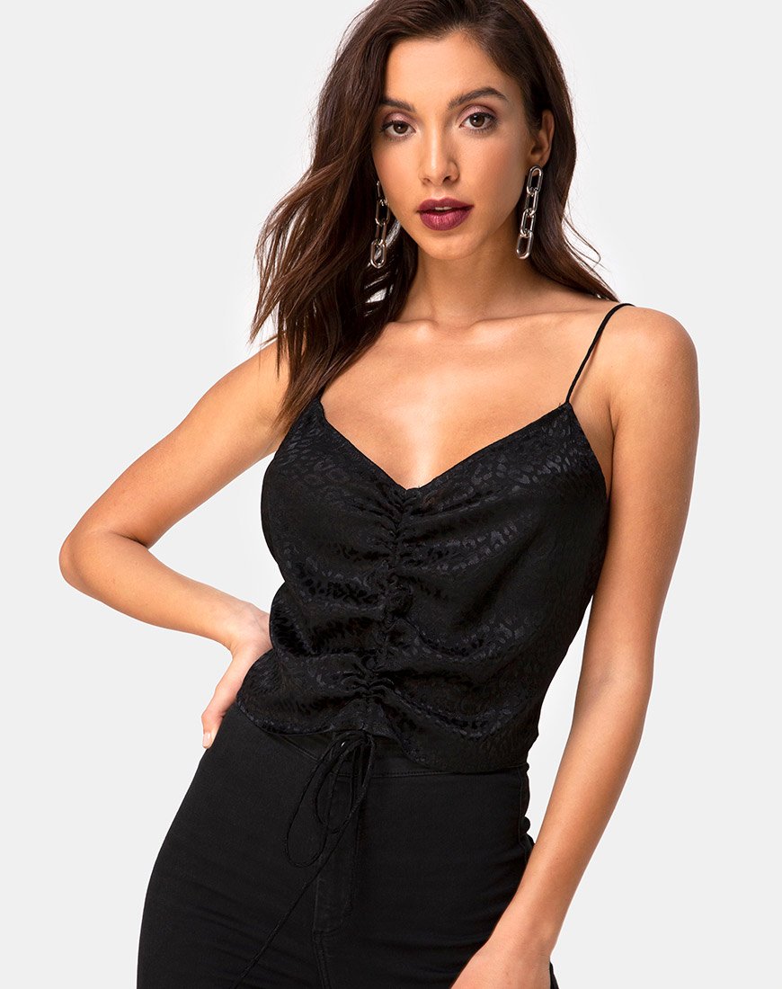 Immagine di Praha Top in satin nero ghepardo