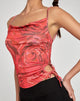 Top Pratiba Cami in rosso petalo di rosa