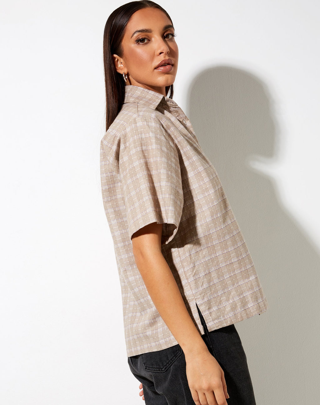 Camicia Pride a quadri color taupe