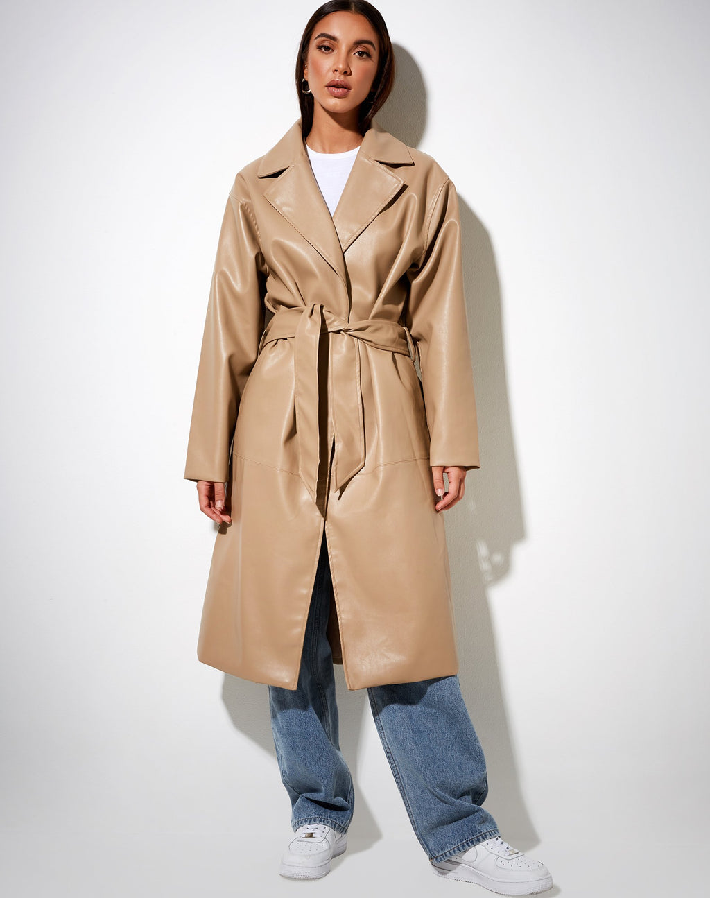 Cappotto spolverino in PU Tan
