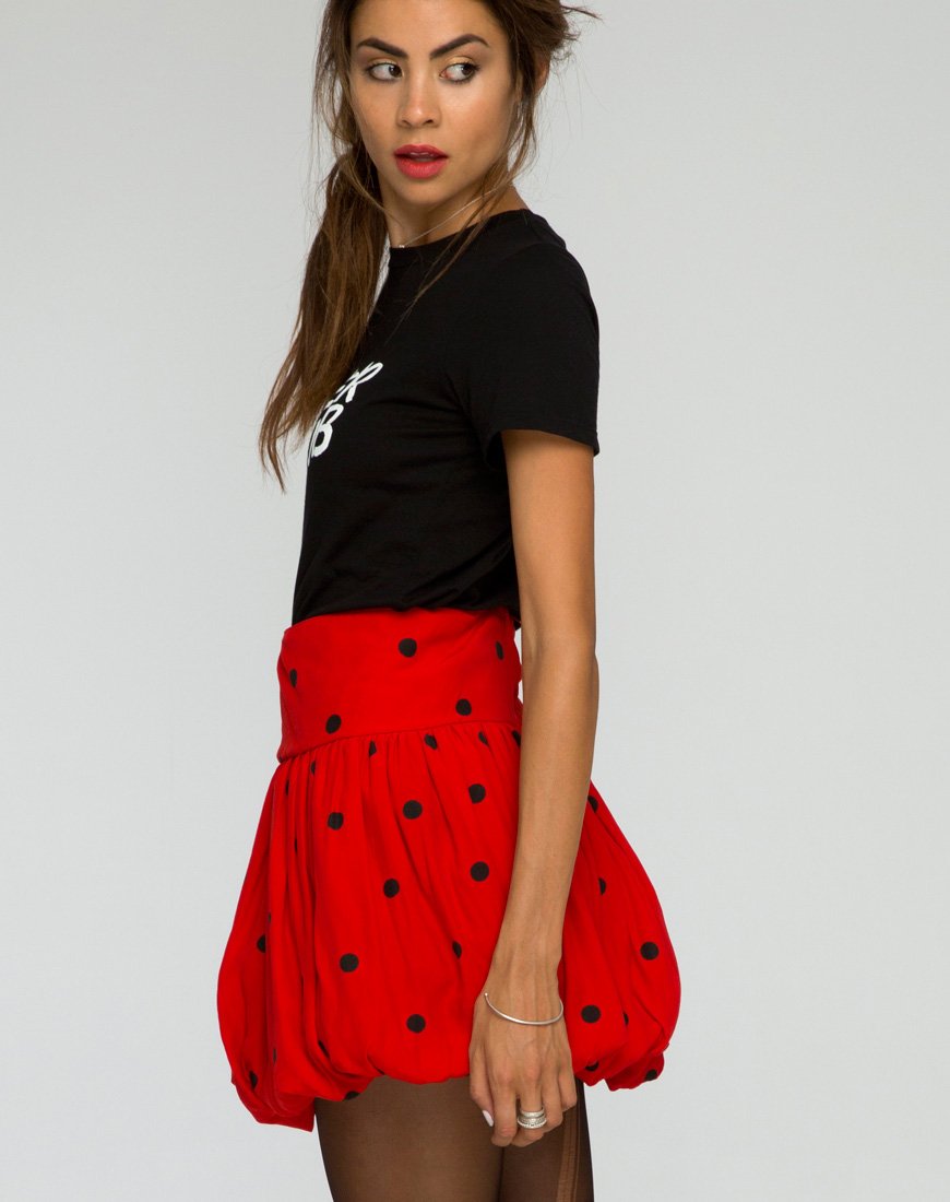 Immagine di Gonna a palloncino in Polkadot rosso e nero
