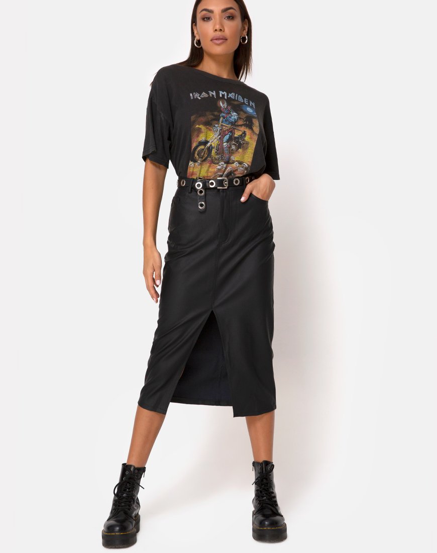Immagine di Pyra Gonna Midi in PU Nero