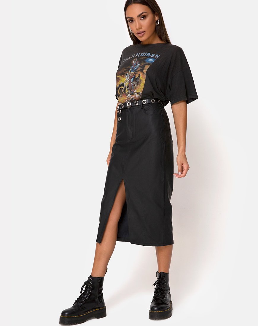 Immagine di Pyra Gonna Midi in PU Nero