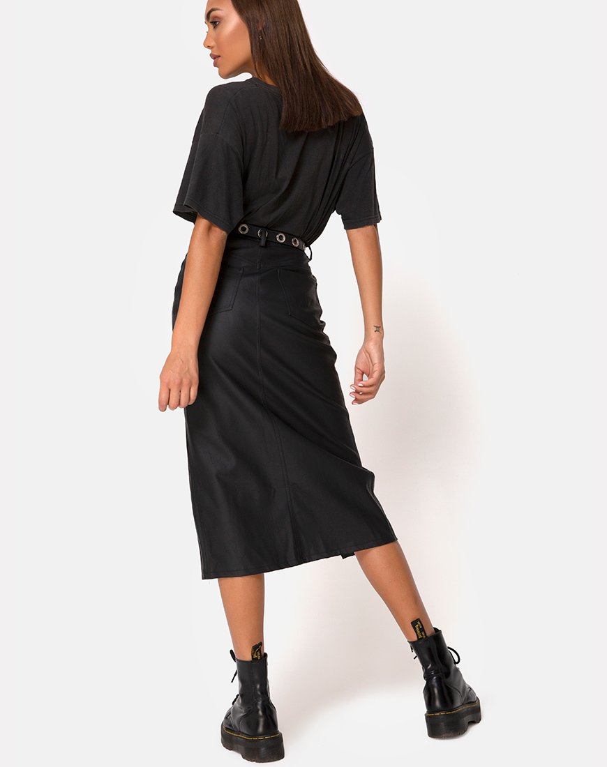Immagine di Pyra Gonna Midi in PU Nero