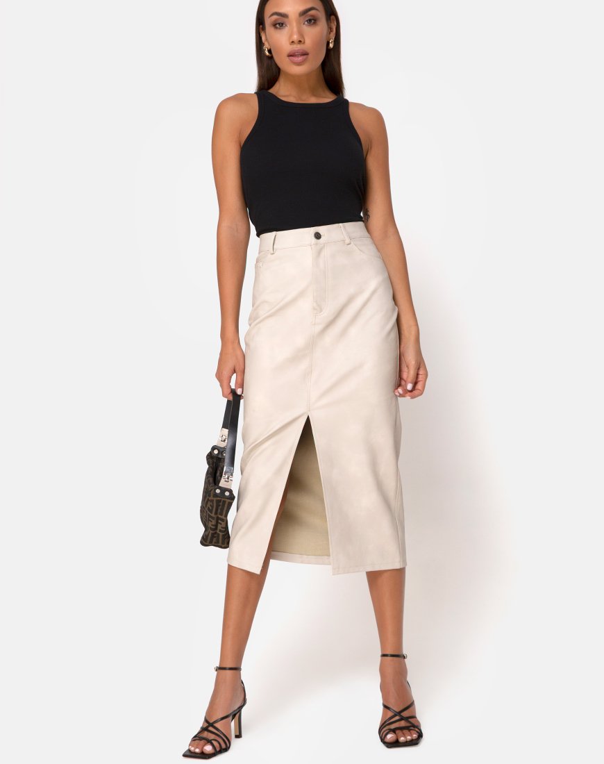 Immagine di Pyra Midi Skirt in PU Stone